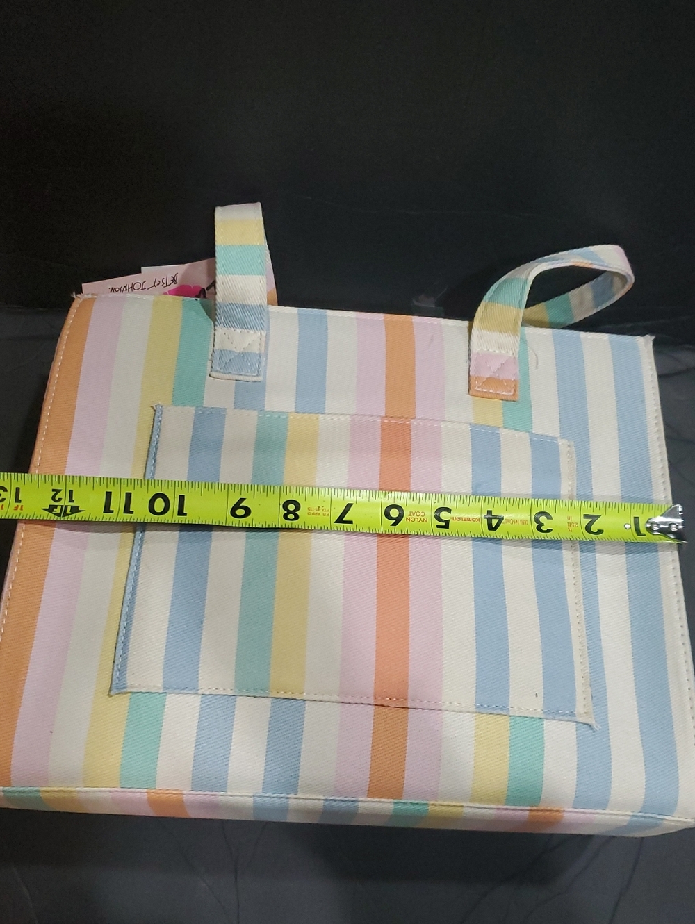 Betsey Johnson LBEMME cotton candy pastel stripe colorful structured woven tote - Picture 8 of 11